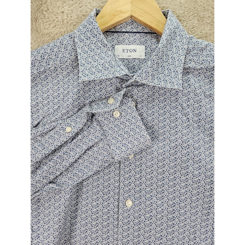 Eton Dress Shirt Slim Fit Size 43 17 Cotton Poplin Floral Print